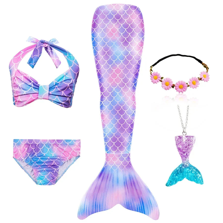 Mermaid Princess-Inspired Tail Memaid Swimsuit Bikini Bathing Suit Costume Girls Can