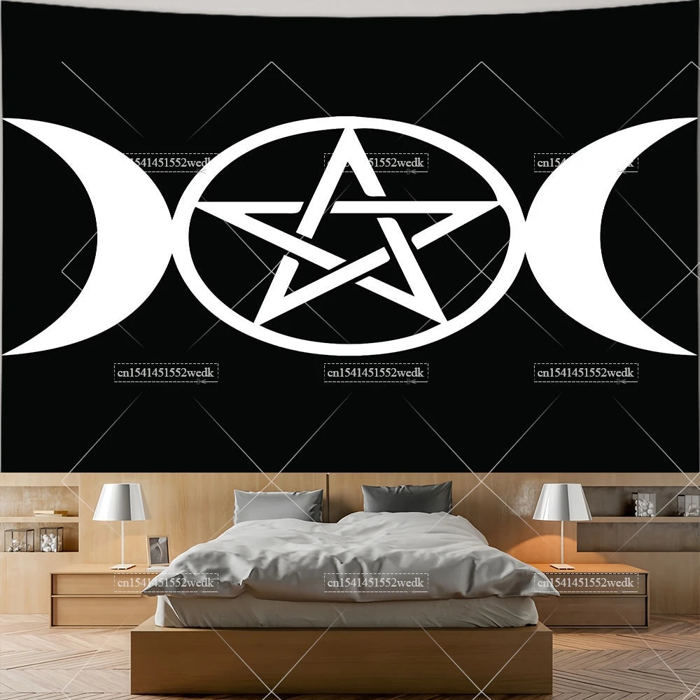 Pentagram Moon & Celtic Witchcraft Tapestry