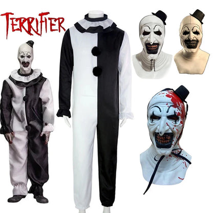 Art the Clown Costume Movie Terrifier 2 Art the Clown Costume Jumpsuit Mask Halloween - Mask C(one size) / XXL
