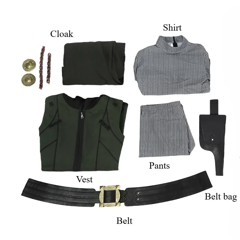 Halloween Black Doom Costume Vest Pants Cloak Outfit Full Set and Individual Items Are - Full set NO helmet / XS（old）