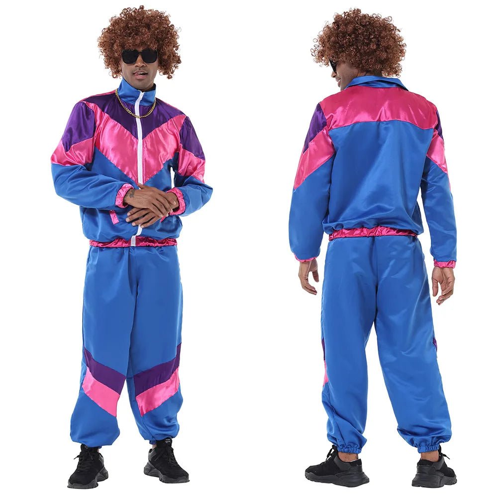 Adult Women Men 80s 90s Retro Sportwear Hippie Disco Cosplay Costume Outfits Halloween Carnival Suit Party - product image 16