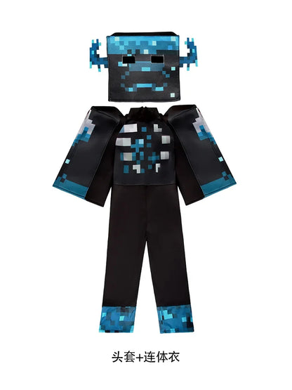 Halloween Costume My World Mc Game Dress Up Kids Costume Sound Guard Headgear Jumpsuit - set02 / L