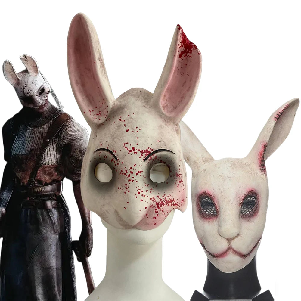Game Dead By Daylight the Huntress Costume Mask Bloody Rabbit Butcher Helmet Horror Latex - B