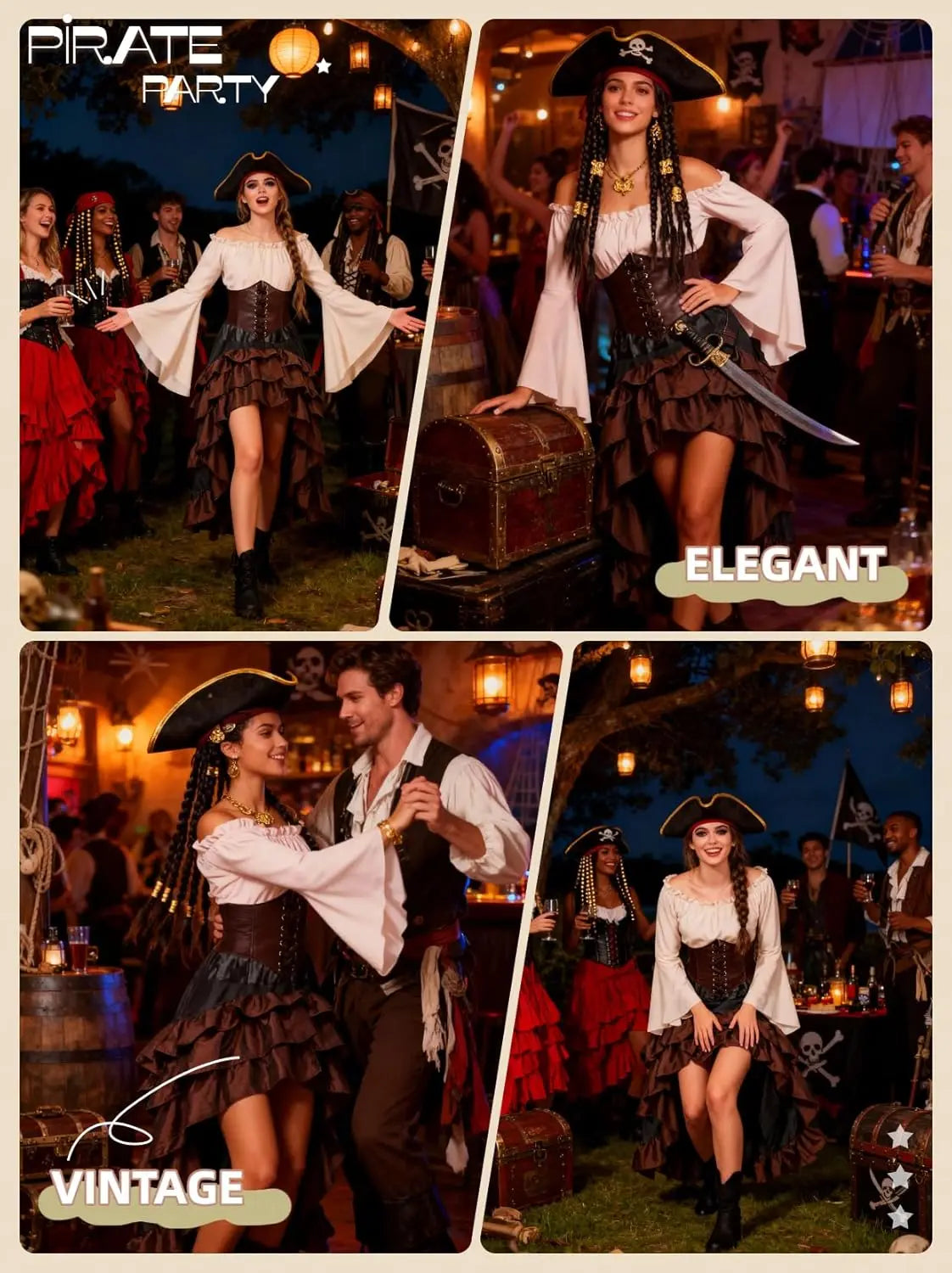 Women's Renaissance Pirate Halloween Costume Set