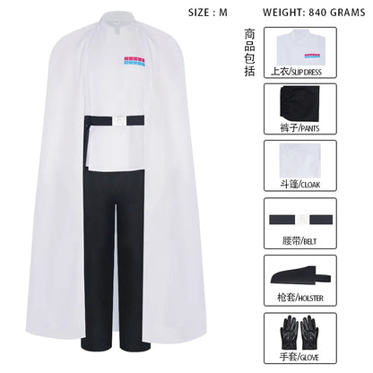 Men Movie Guerre Stellari Imperial Officer Costume for Halloween Rogue Costume Uniform - WHITE / S