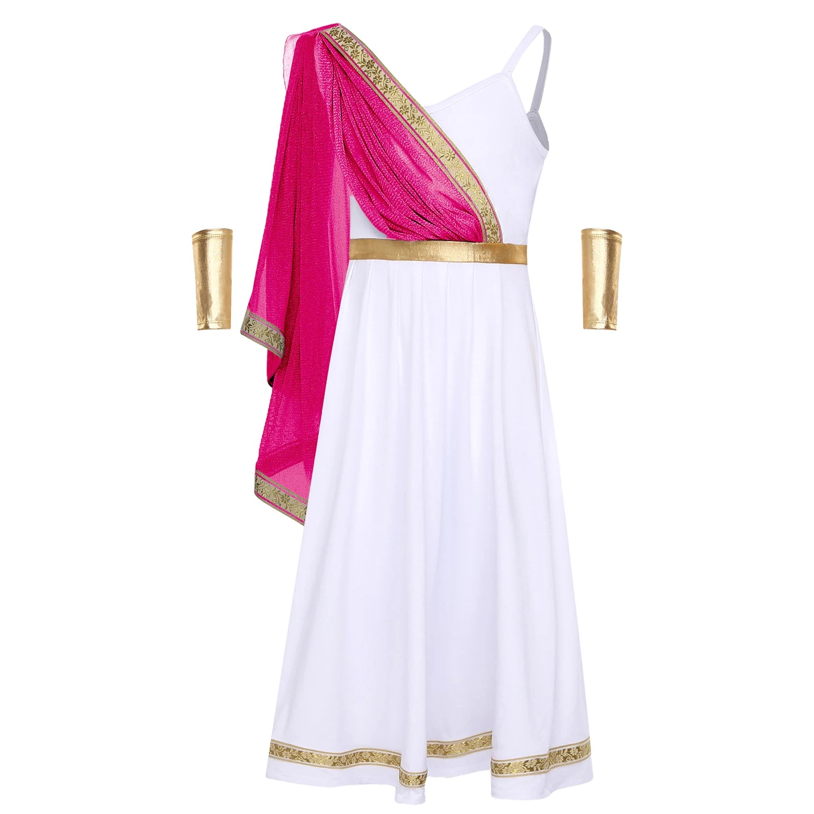 Kids Girls Ancient Greek Princess Costume Cosplay Party Dress High Waist Cami Dress Halloween Carnival Dress - product image 9