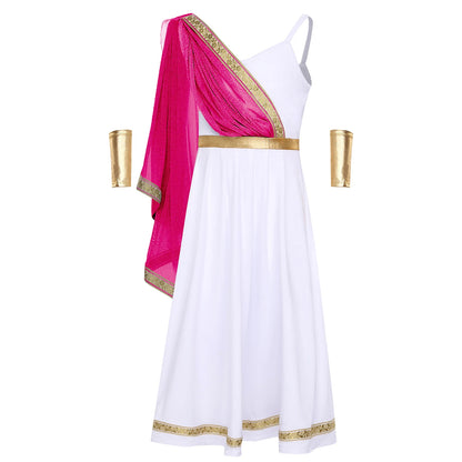 Kids Girls Ancient Greek Princess Costume Cosplay Party Dress High Waist Cami Dress Halloween Carnival Dress - product image 9