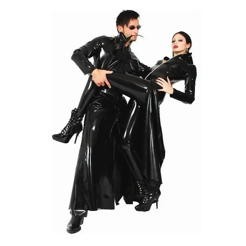 Halloween Costume the Matrix Costumes Gothic Unisex Sexy Shiny PVC Catsuit Latex Faux - black / S