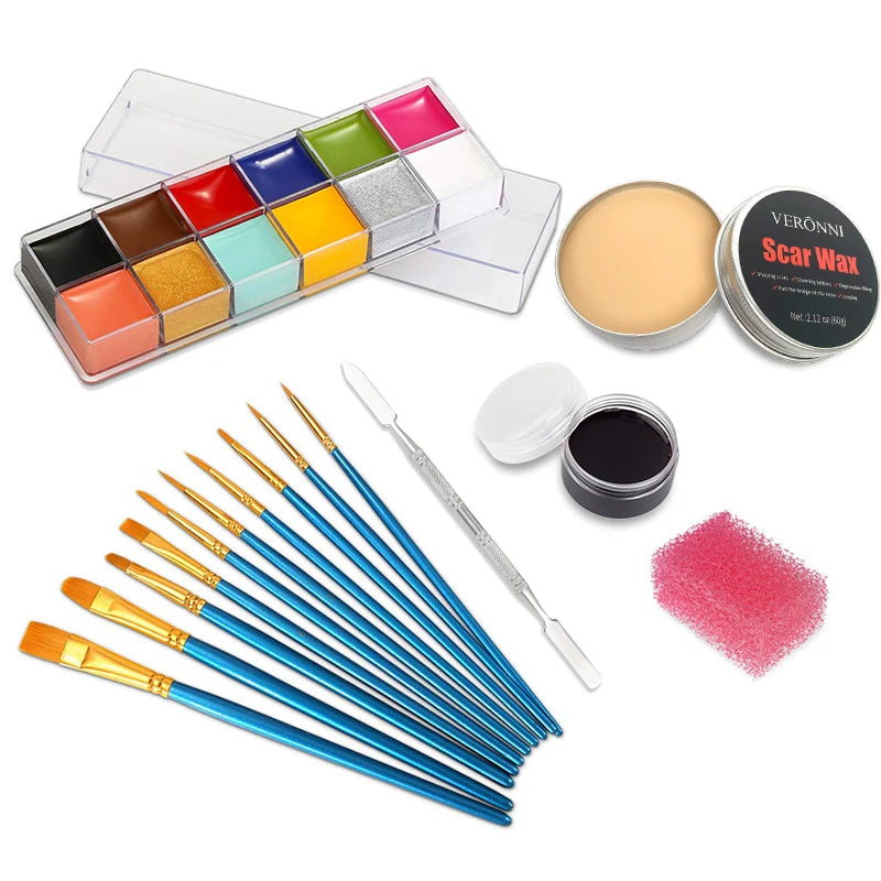 12/20 Colors Face Body Painting Fake Blood ,Halloween Professional Special Effects Makeup Kit with Wound - product image 2