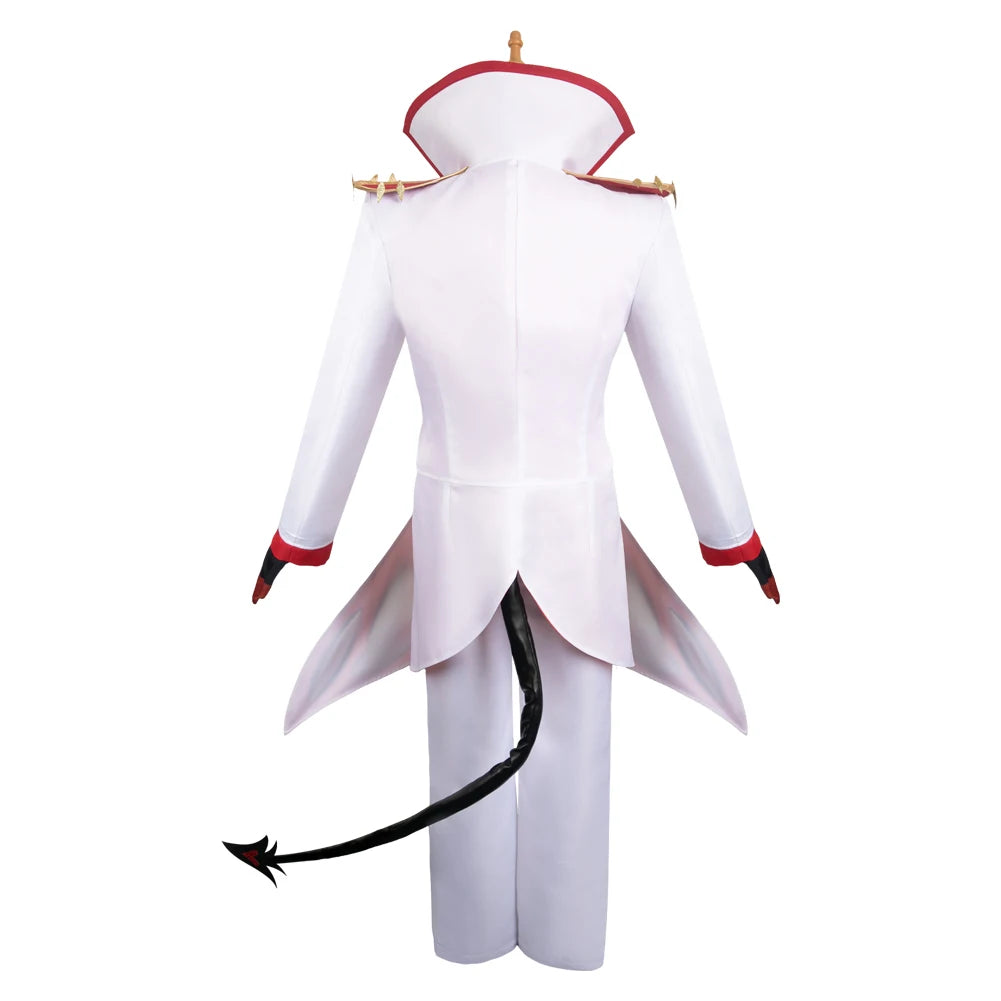 Adult Lucifer Costume Anime Hotel Fantasy Men Uniform Tail Coat Hat Pants Gloves Tie - Magic Wands / S