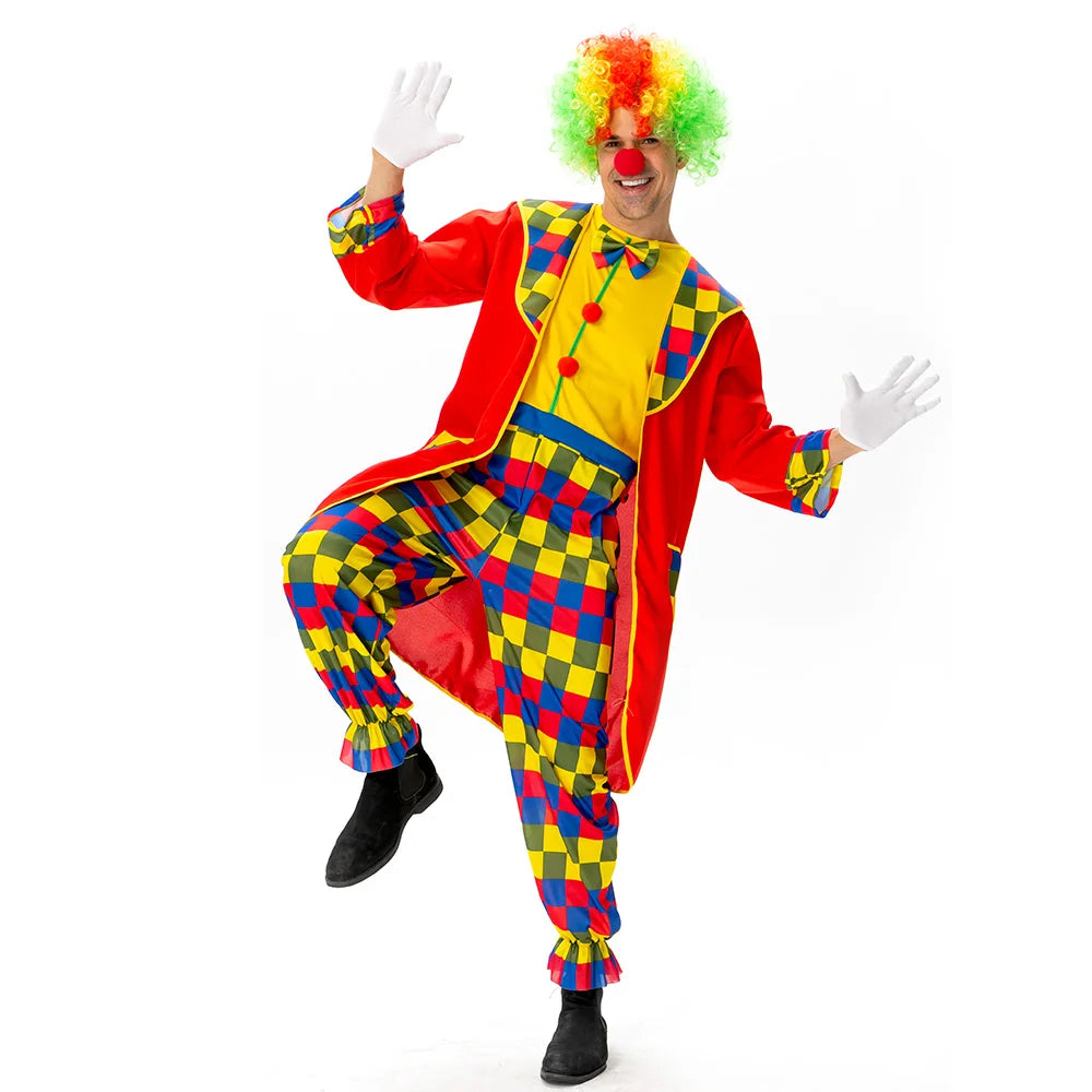 New Adult Men's Clown Costume Halloween Cosplay Clown Dress Up Circus Clown Performance Costume Full Set of - product image 10