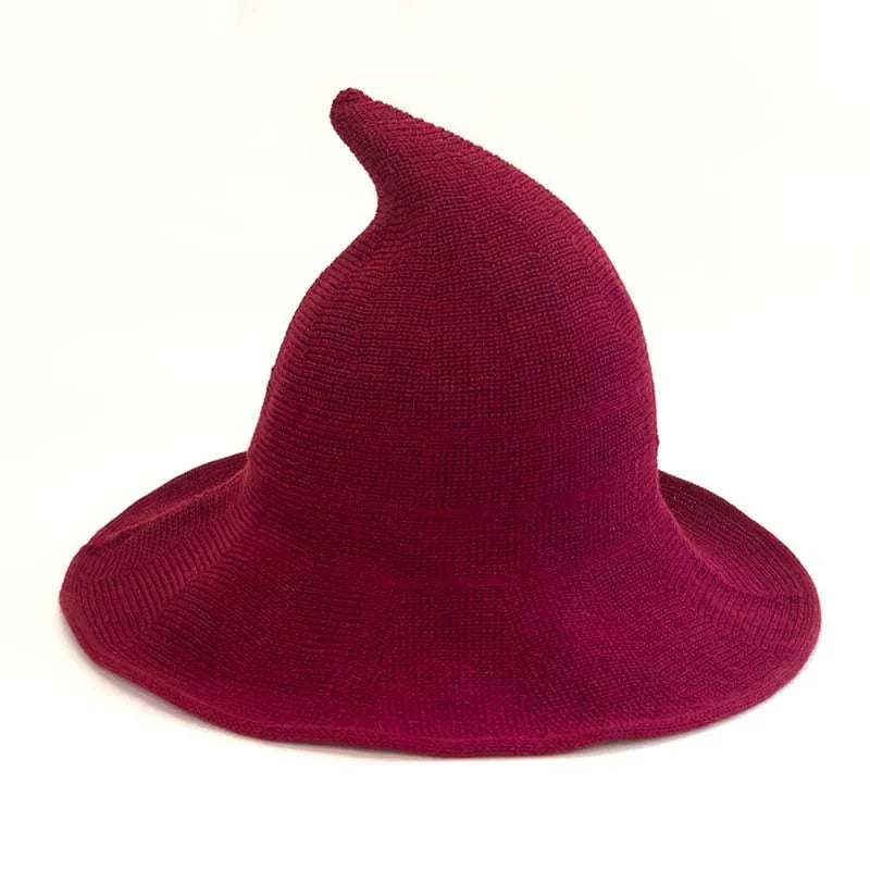 Knitted Witch Hat Pointed Wide Brim Wool Halloween Christmas Costume Party Cosplay Winter Fashion Cap for - product image 16