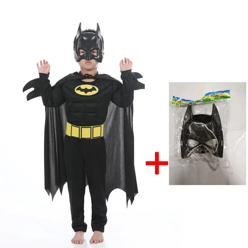 Halloween Kids Boys Bat Costume Batboy Fancy Black Superhero Costume Kids Costume Outfits - jumpsuit and mask / 140