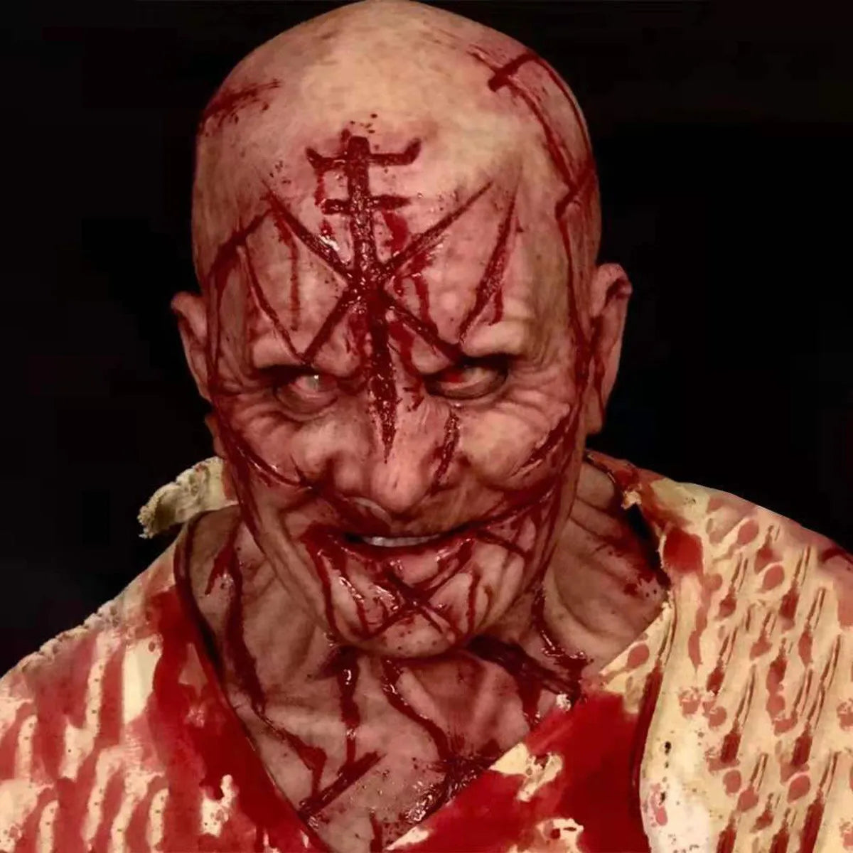 Halloween Horror Headgear Scary Bloody Murderer Mask Latex Material Evil Role-Playing Props Tricky Prank Toy
