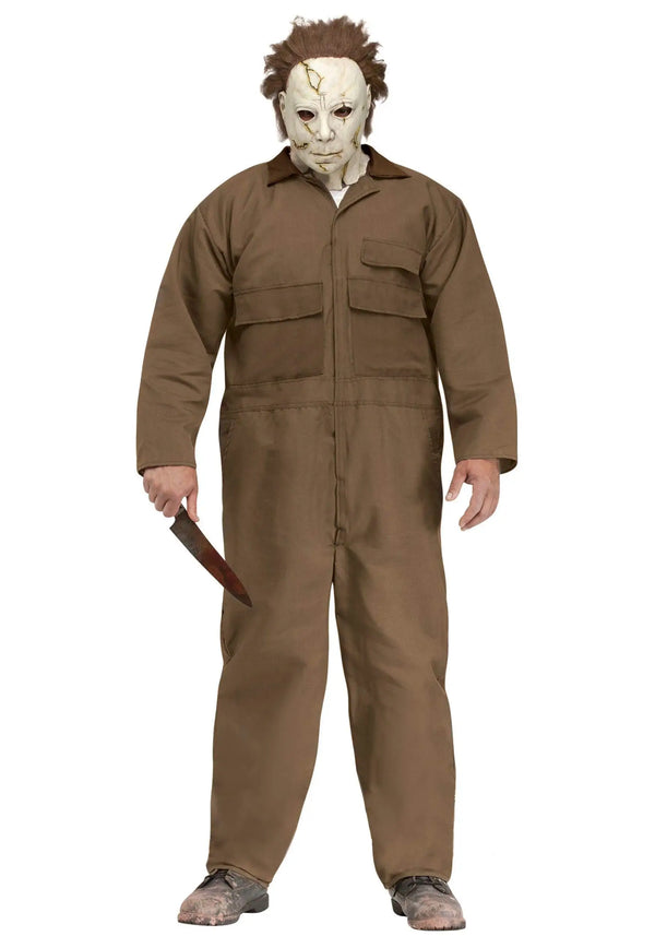 Movie Halloween Costume White-Mask Slasher Murderer Uniform Sets Polyester Workwear Suit - S