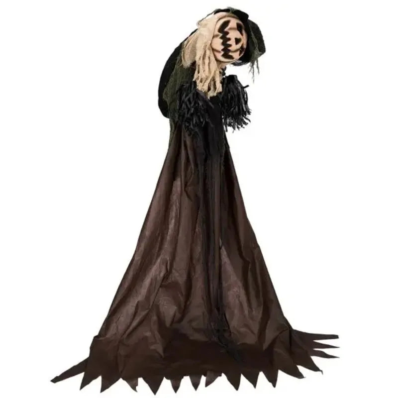 5.7ft Decorations Outdoor Life Size Animatronics Wizard with Pumpkin