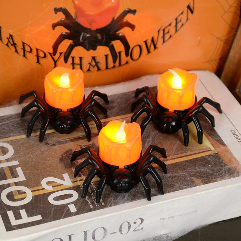 LED Spider Halloween Candle Lights – 1–10 Pack