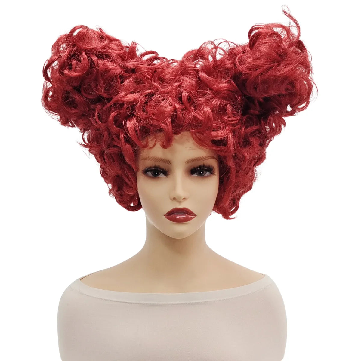 Red Queen-Inspired Curly Double-Bun Cosplay Wig