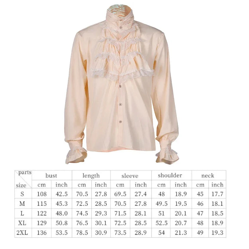 Adult Men's Medieval Noble Jackets Steampunk Halloween Costume Tuexdo Men's Renaissance - beige shirt only / XXXL