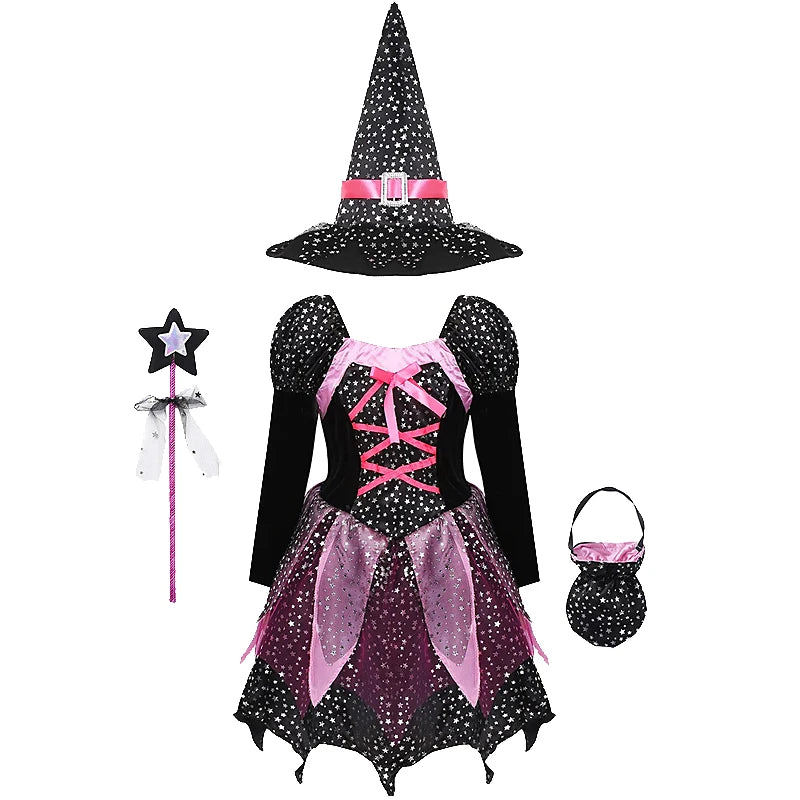 2-12T Halloween Costume for Kids Girls Purple Bat Dress Carnival Vampire Costume Witch Cosplay Clothes Gifts - product image 17