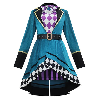 Anime Magician Clown Mad Hatter Costume Women Alice in Wonderland Costume Halloween Circus - Red / S