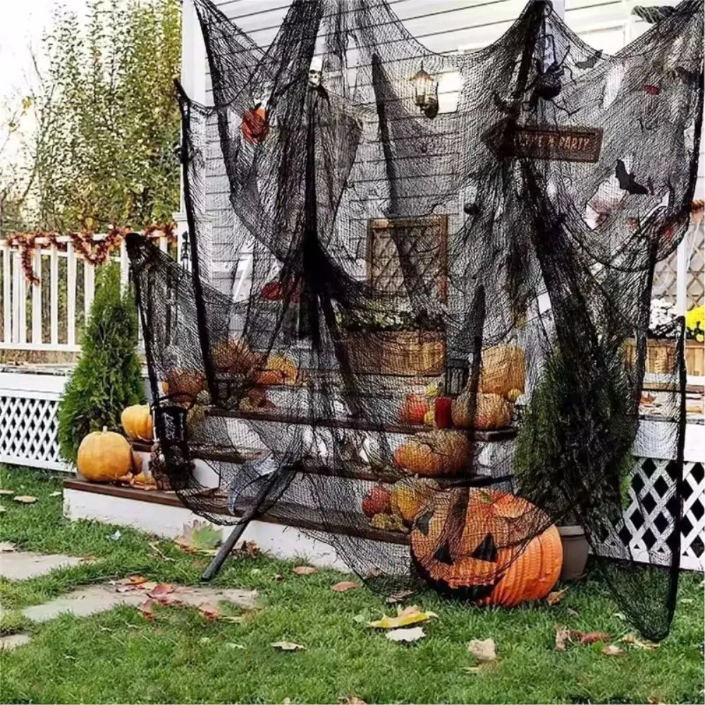 76x198cm Halloween Bloody Black Gauze Creepy Cloth Black for HorrorParty