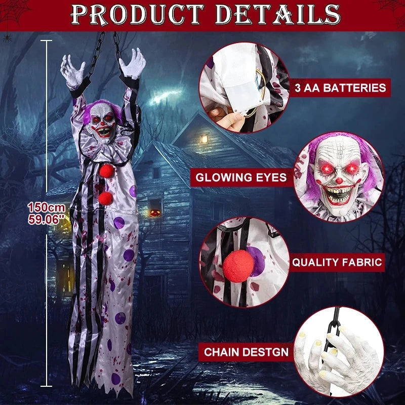 Animatronics Decoration Hanging Clown Nurse Voice Control Electric Outdoor Prop - alternate view 5
