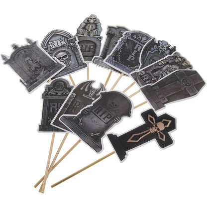 12pcs Tombstone Halloween Picks Halloween Party Cake Tombstones Decorations Tombstones Cupcake Picks - product image 3