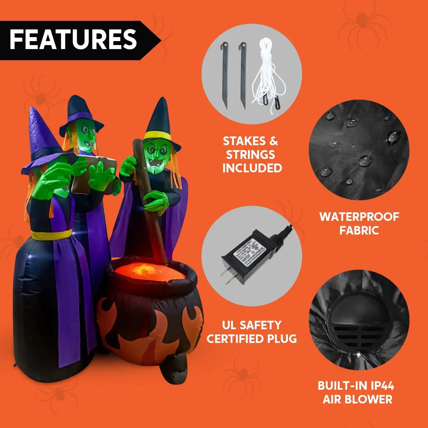 Joyfy 6ft Inflatable Witches Outdoor Cauldron Pot Large Decorations