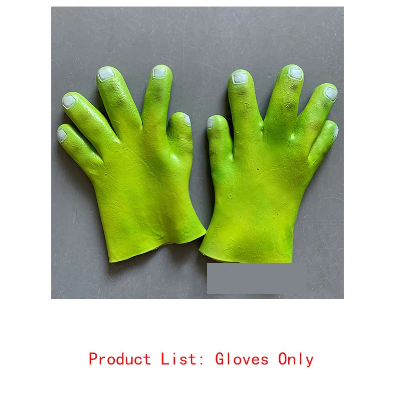Movie Green Monster King Green Ogre Cosplay Mask Headset Gloves Halloween Makeup Ball