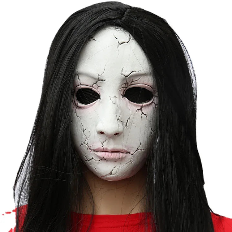 Horror Ghost Mask with Wig Haunted House Escape Room Skeleton Zombie Ghouls Nauseating Scary Ghost Face Hoods - product image 5