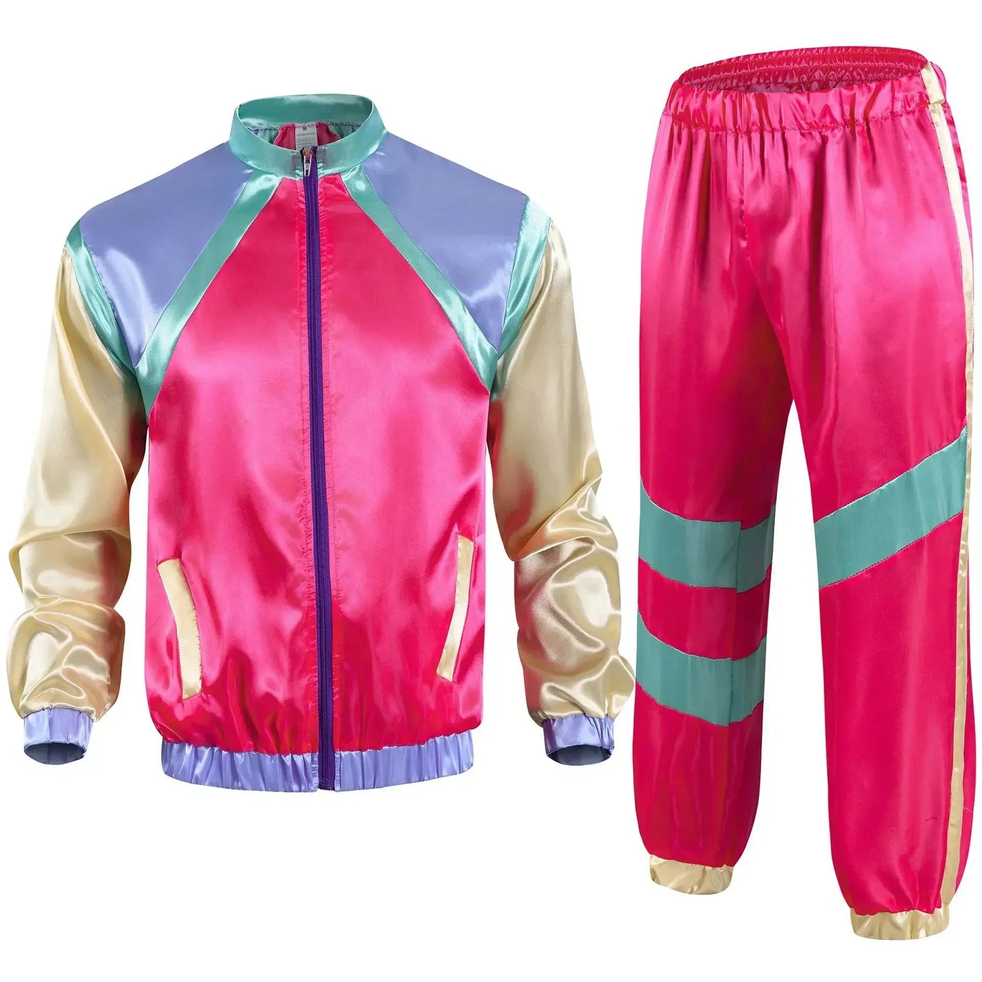 Men’s 80s Costume 1990s Outfit for Men Tracksuit Costume Hip Hop Set Disco 2pcs Jogging Wear Windbreaker - product image 7
