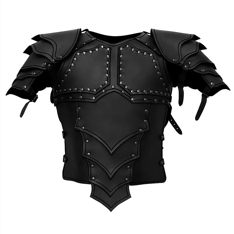 Medieval Knight Leather Body Chest Armor Viking Pirate Warrior Costume LARP Cuirass - light brown / 80-105cm waist