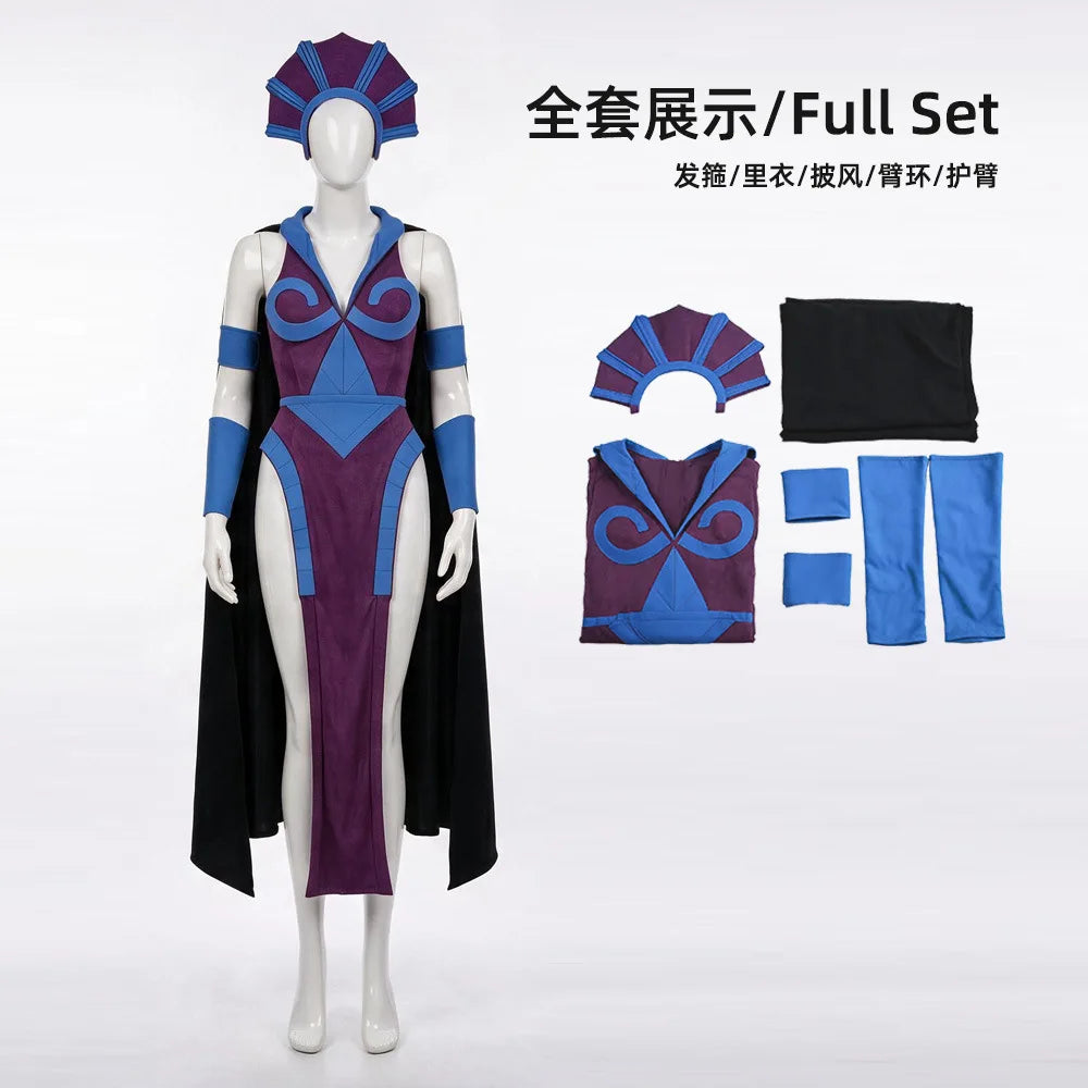 Skeletor / Evil Lynn Halloween Costume with Cloak & Mask – Masters of the Universe Adult Cosplay Bodysuit