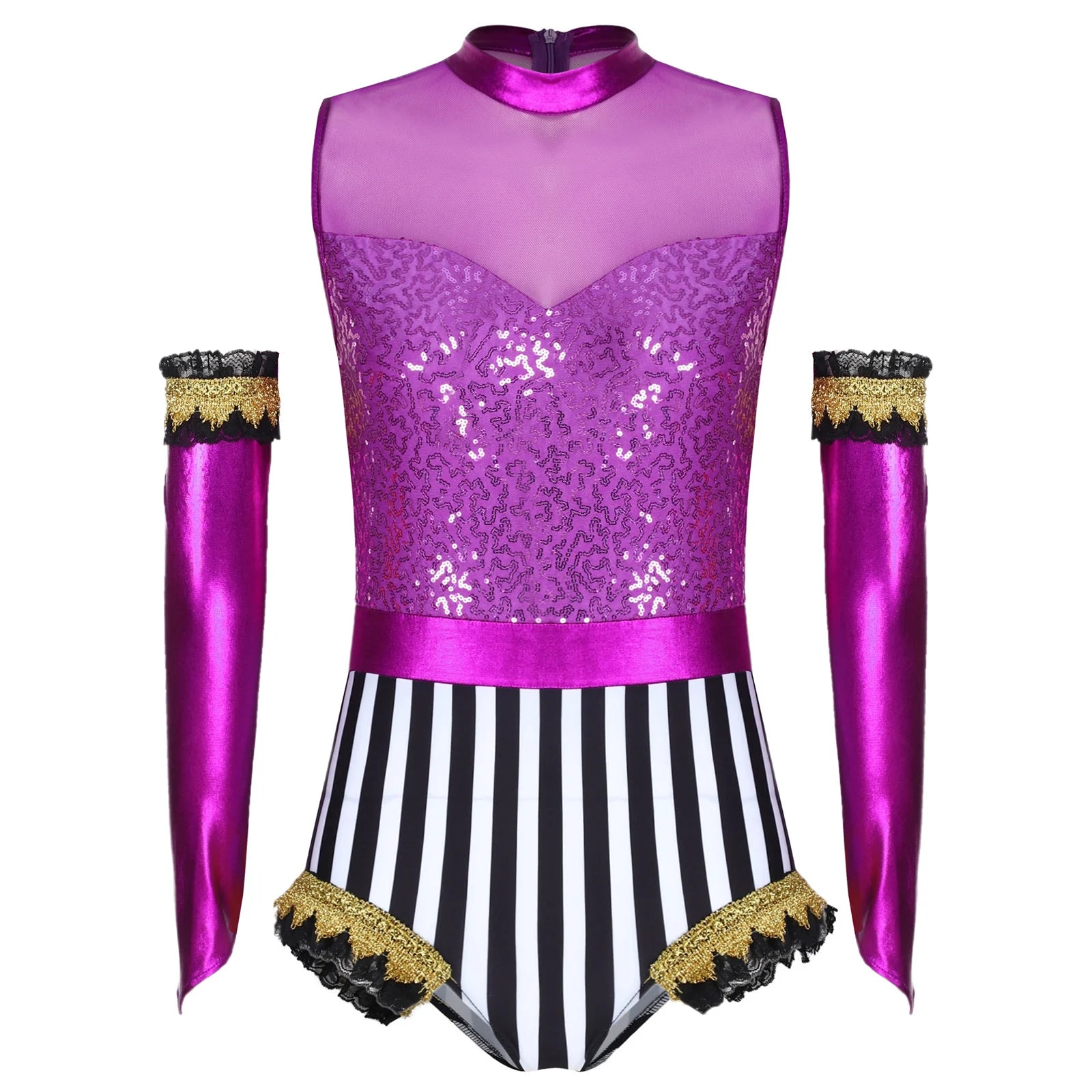 Girls Ringmaster Circus Clown Outfits Costume Dance Leotard Drum Majorette Halloween - Red F / 8