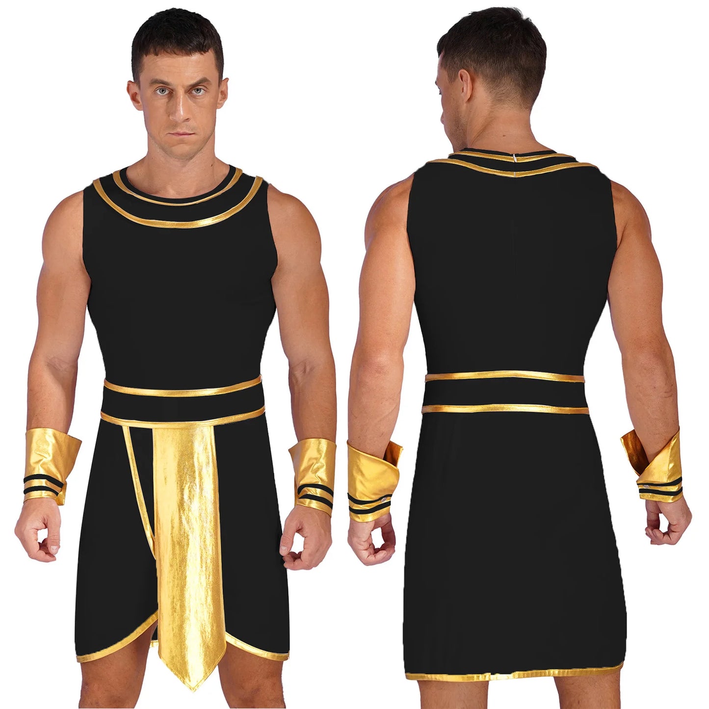 Men's Egyptian Ancient Greek Pharaoh Toga and Sleeves Metallic Costume - alternate view 8