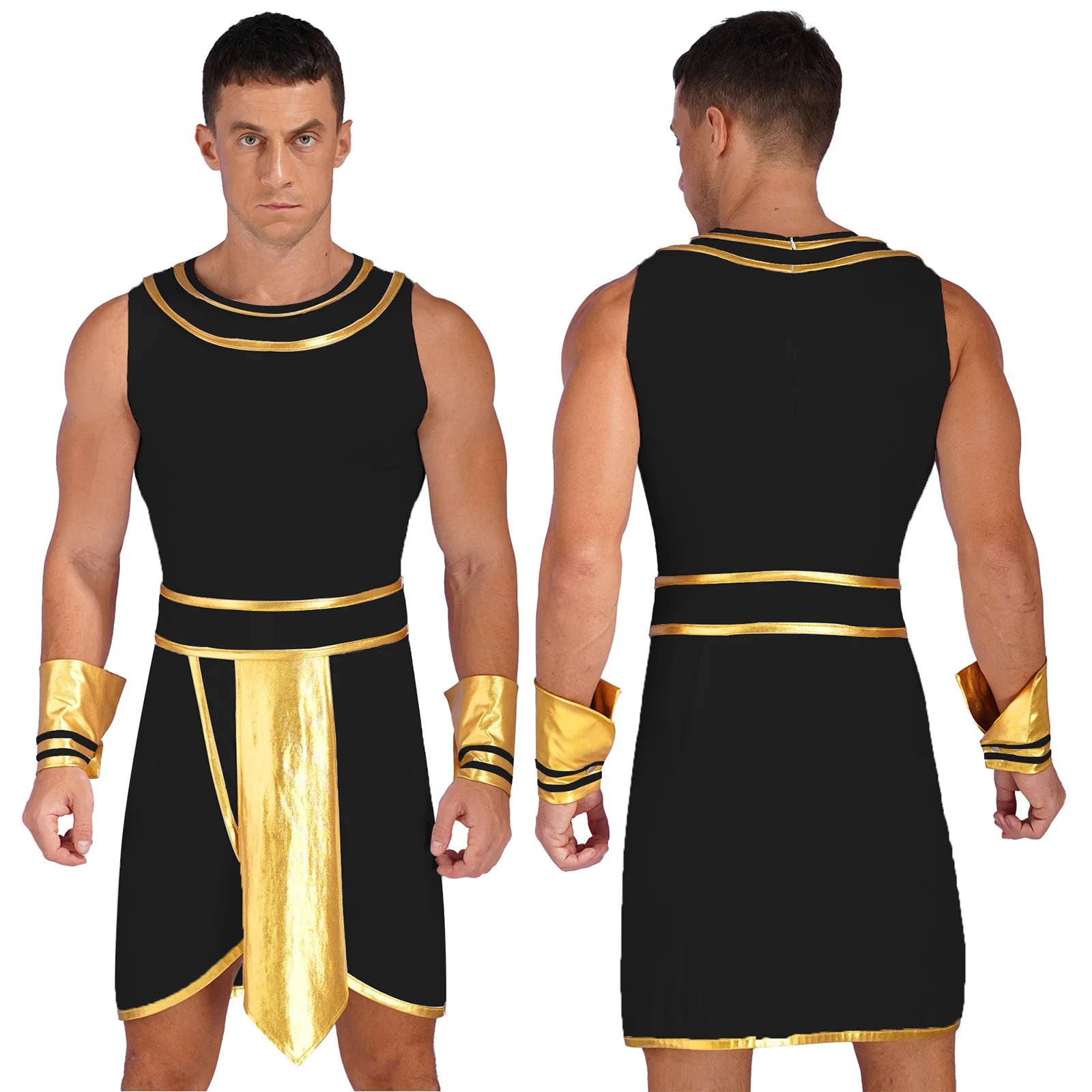 Men's Egyptian Ancient Greek Pharaoh Toga and Sleeves Metallic Costume - alternate view 8
