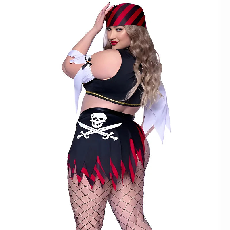 Women's Pirate Costume – Red Crop Top, Shorts & Accessories