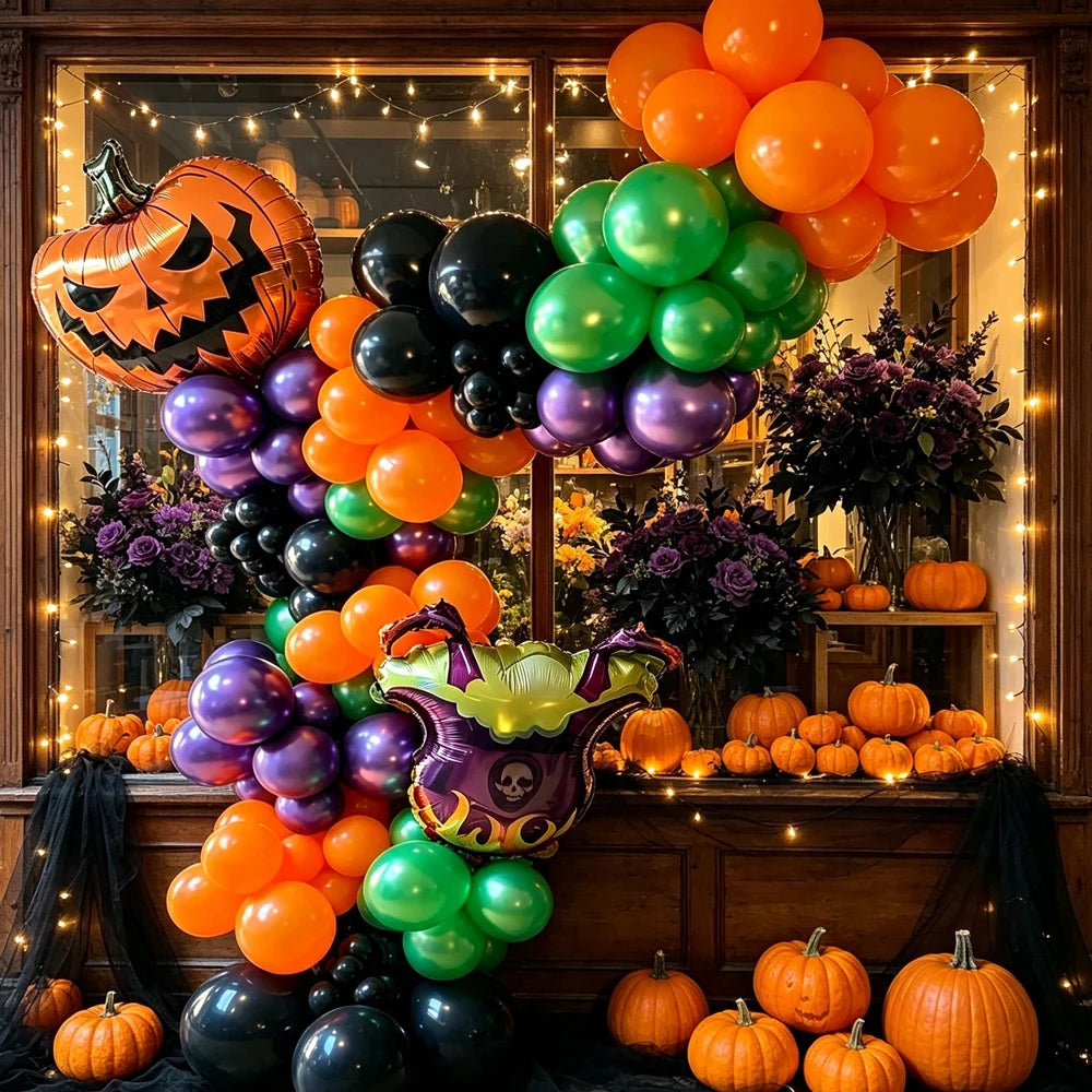 Classic Halloween Color Scheme balloon Set, Pumpkin Head Witch Hat Aluminum - product image 3