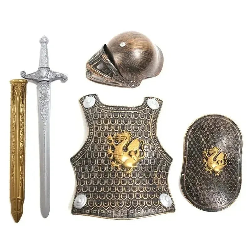 4pcs/set Kid Size Hero Knight/Gladiator Warrior Suit Armor Shield Sword Costume