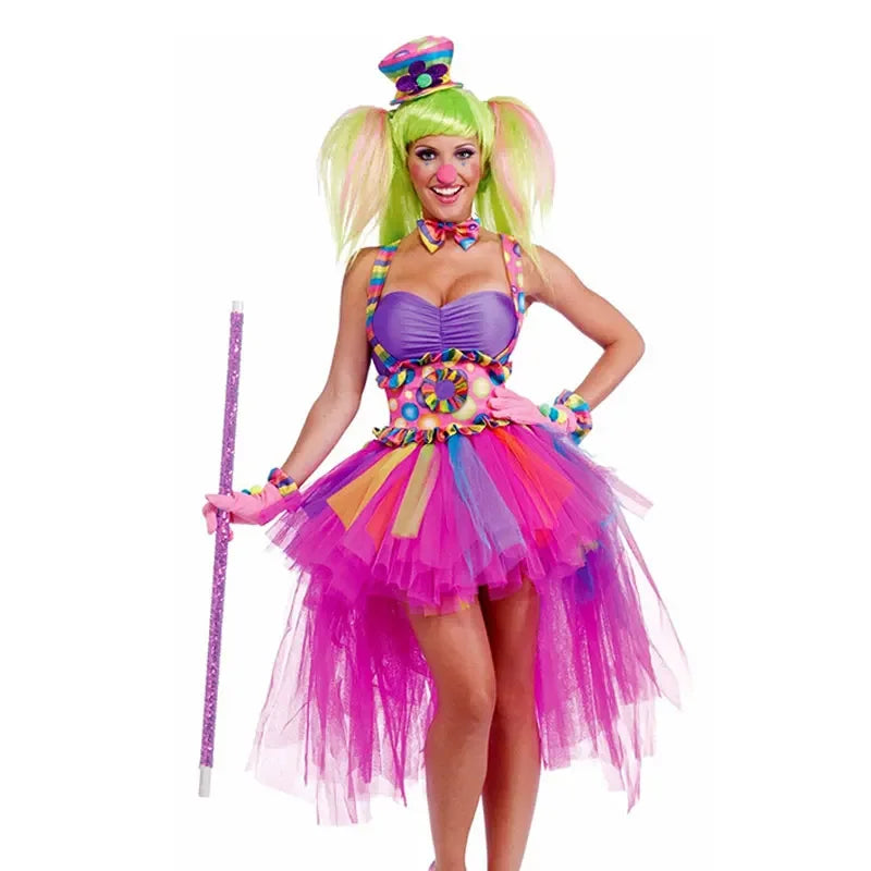 Adult Circus Clown Quinn Honey Clowns Sexy Classic Candy Color Costume
