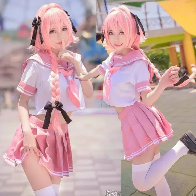 Anime Fate Apocrypha Rider Astolfo Costume for Men JK School Uniform Sailor Suit Women - as picture show / S