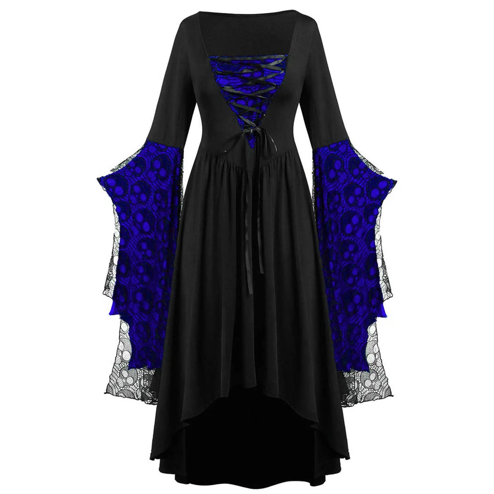 Gothic Dresses Women Vintage Witch Vampire Dress Dresses Up Carnival Dress Trumpet