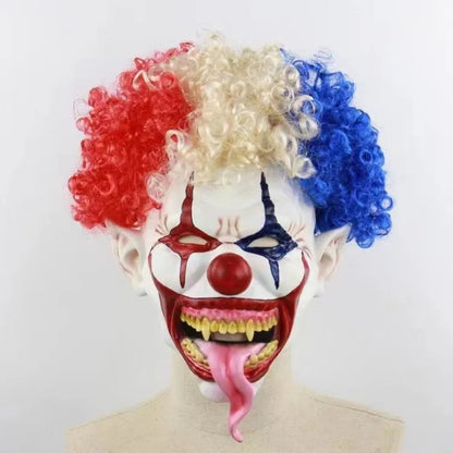 Terrifying Clown Costume Mask Toothy Tongue Out Latex Material Ghost Festive Mask Scary - View 4