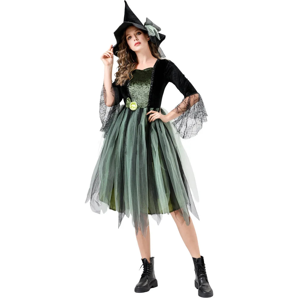 Halloween Carnival Witch Adult Women Costume Gothic Vampire Long Sleeve Dress Cosplay Party Costumes - product image 6