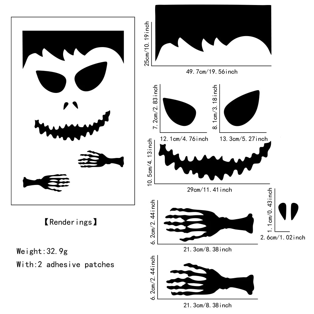 Halloween decorations room door stickers window decor skeleton hand pumpkin - product image 7
