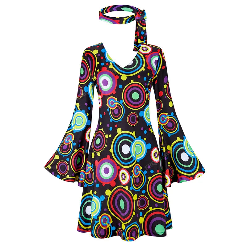 70s Costume Disco Dresses for Women Halloween Costume Sexy Hippie Costume Disco Dress with Disco Headband 70s - product image 8