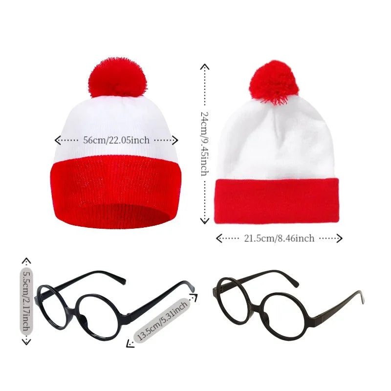 Adult Anime Winter Autumn Red White Knit Beanie Hat Costume - alternate view 3