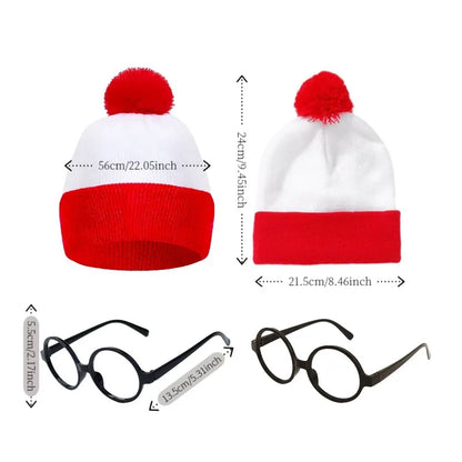 Adult Anime Winter Autumn Red White Knit Beanie Hat Costume - alternate view 3