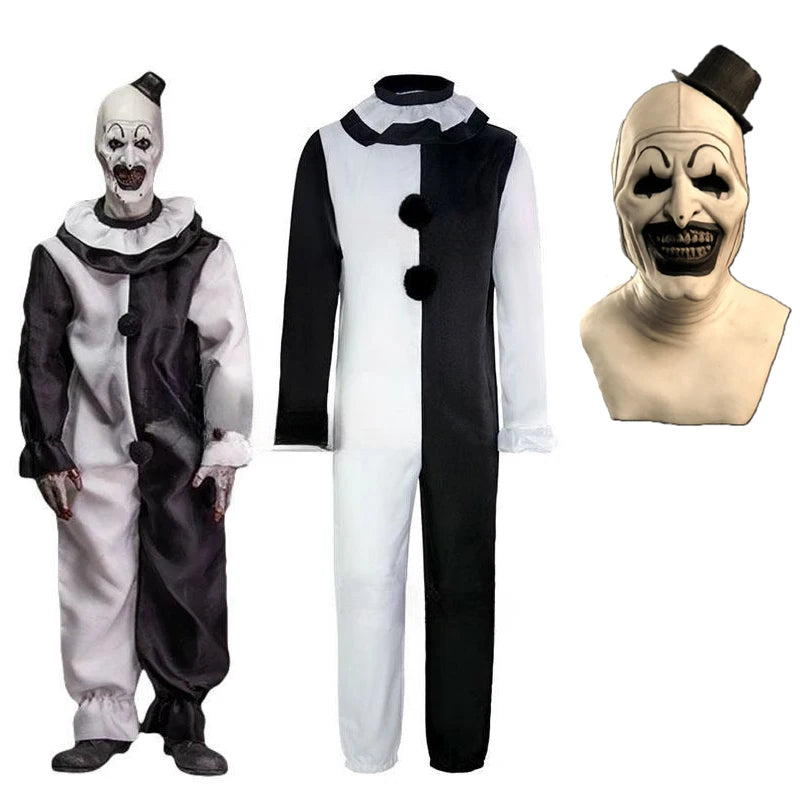 Art the Clown Costume Movie Terrifier 2 Art the Clown Costume Jumpsuit Mask Halloween - Costume Only / S